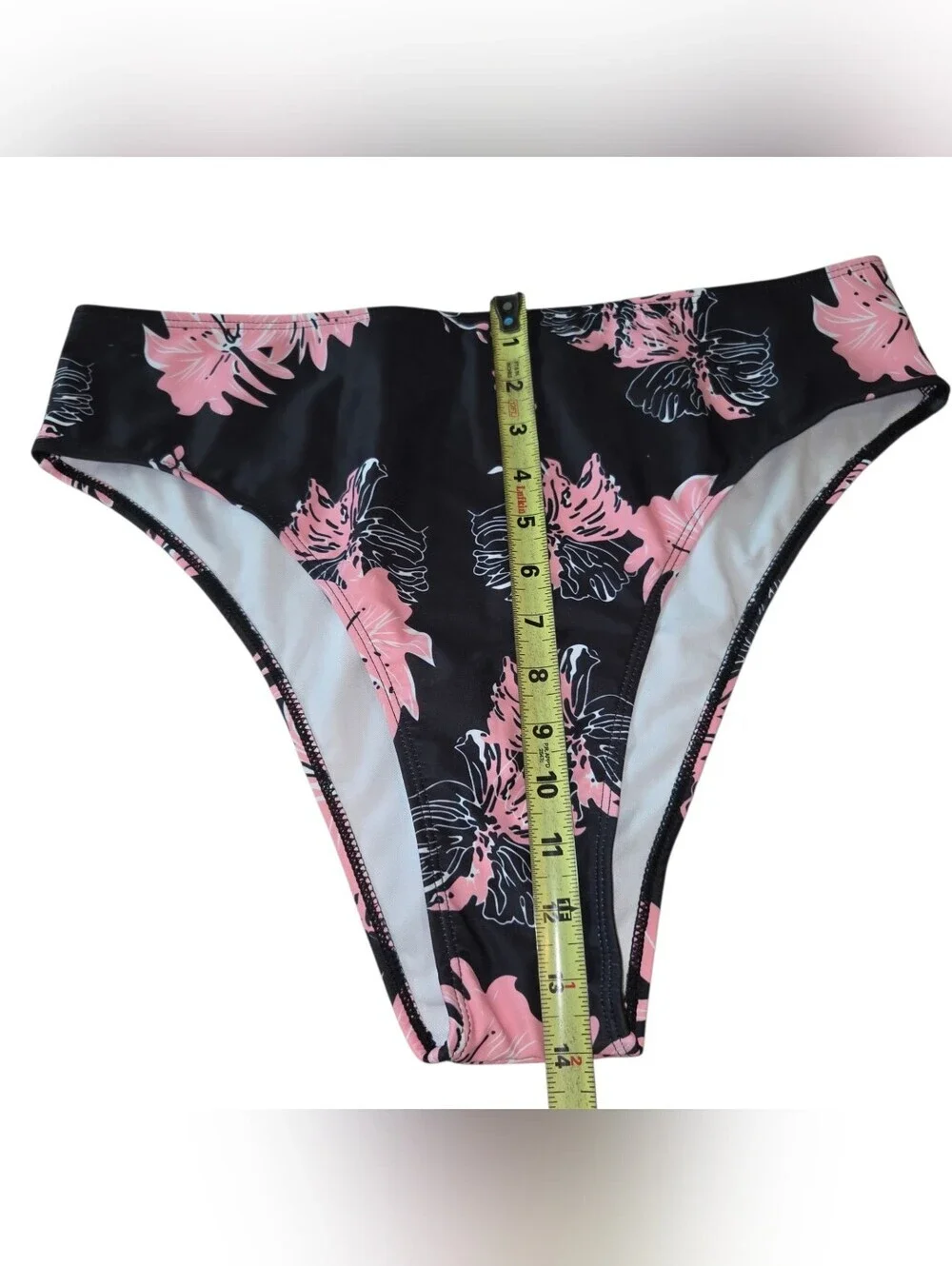 Black and Pink Floral Bandeau Tankini Set